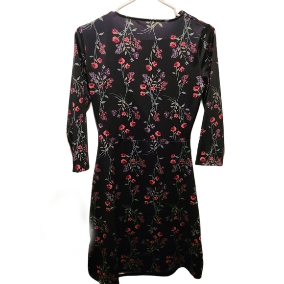 Max Coco Black and Pink Floral Print Dress XS - Picture 4 of 7